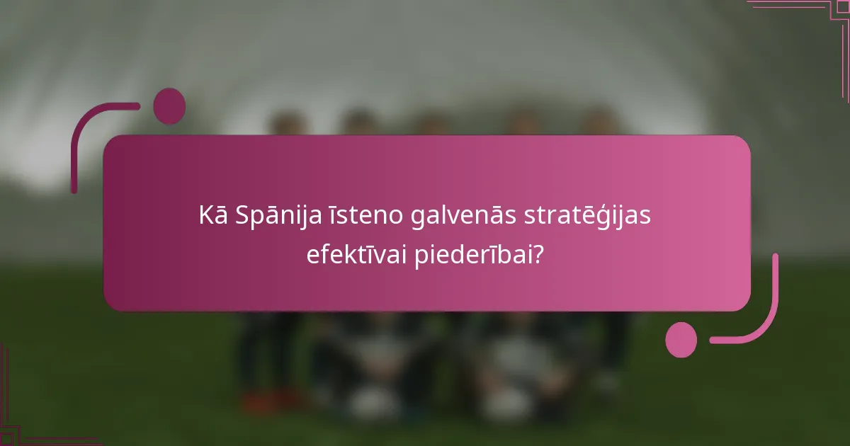 Kā Spānija īsteno galvenās stratēģijas efektīvai piederībai?