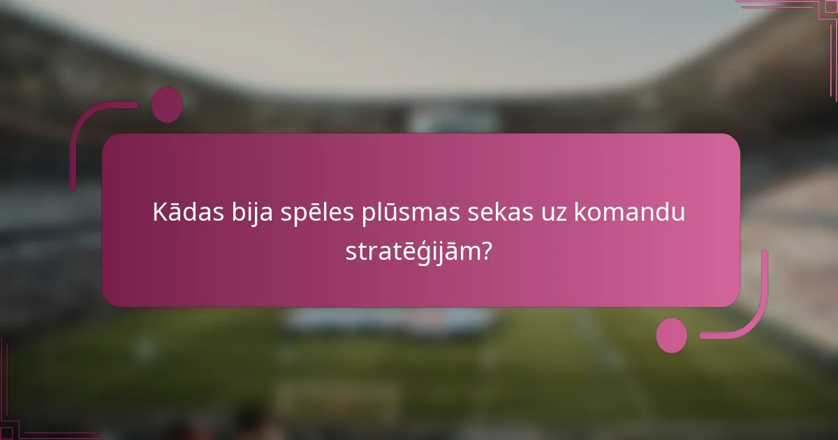 Kādas bija spēles plūsmas sekas uz komandu stratēģijām?