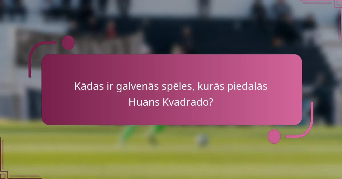 Kādas ir galvenās spēles, kurās piedalās Huans Kvadrado?