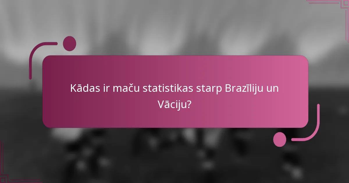 Kādas ir maču statistikas starp Brazīliju un Vāciju?