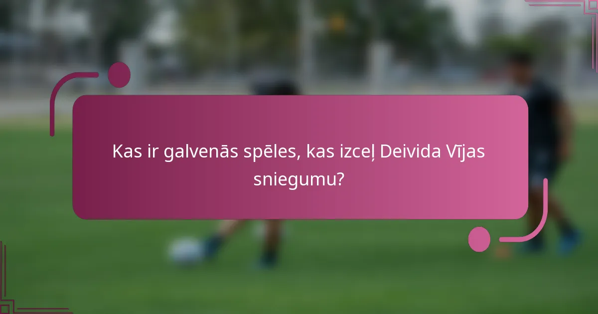 Kas ir galvenās spēles, kas izceļ Deivida Vījas sniegumu?